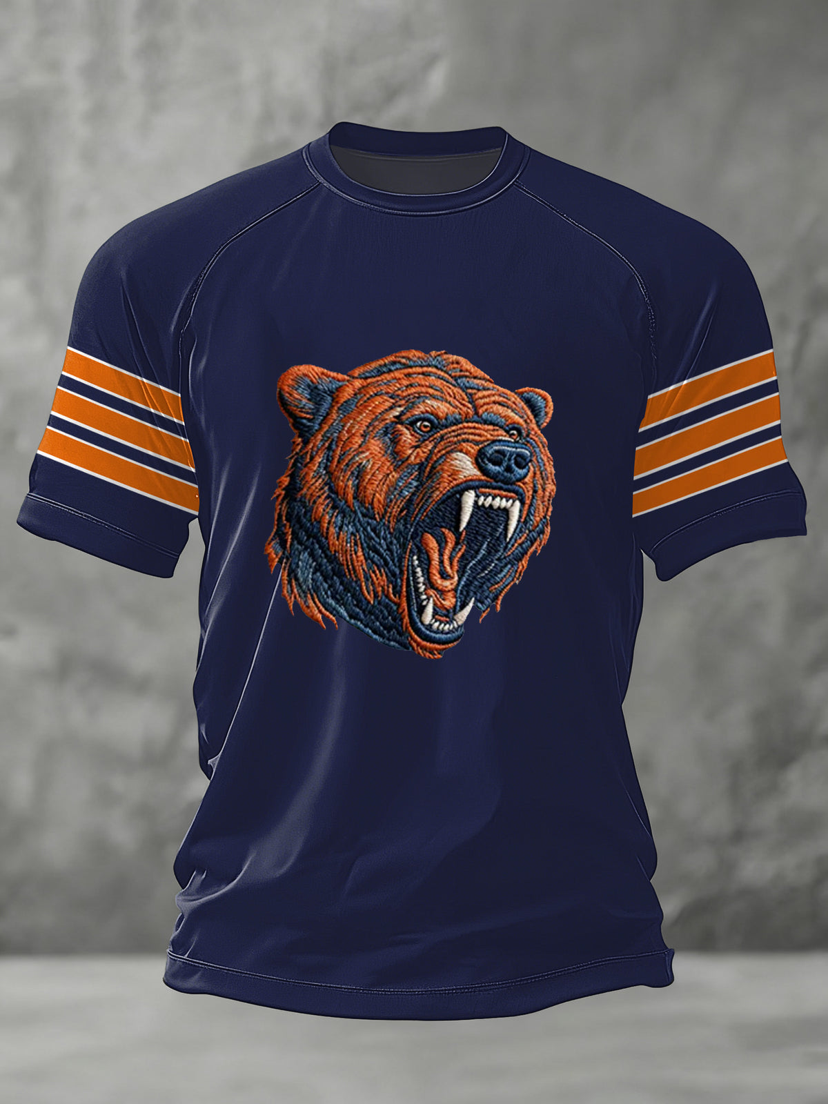 Men's Bear Print Football Fans Gameday Casual Tee