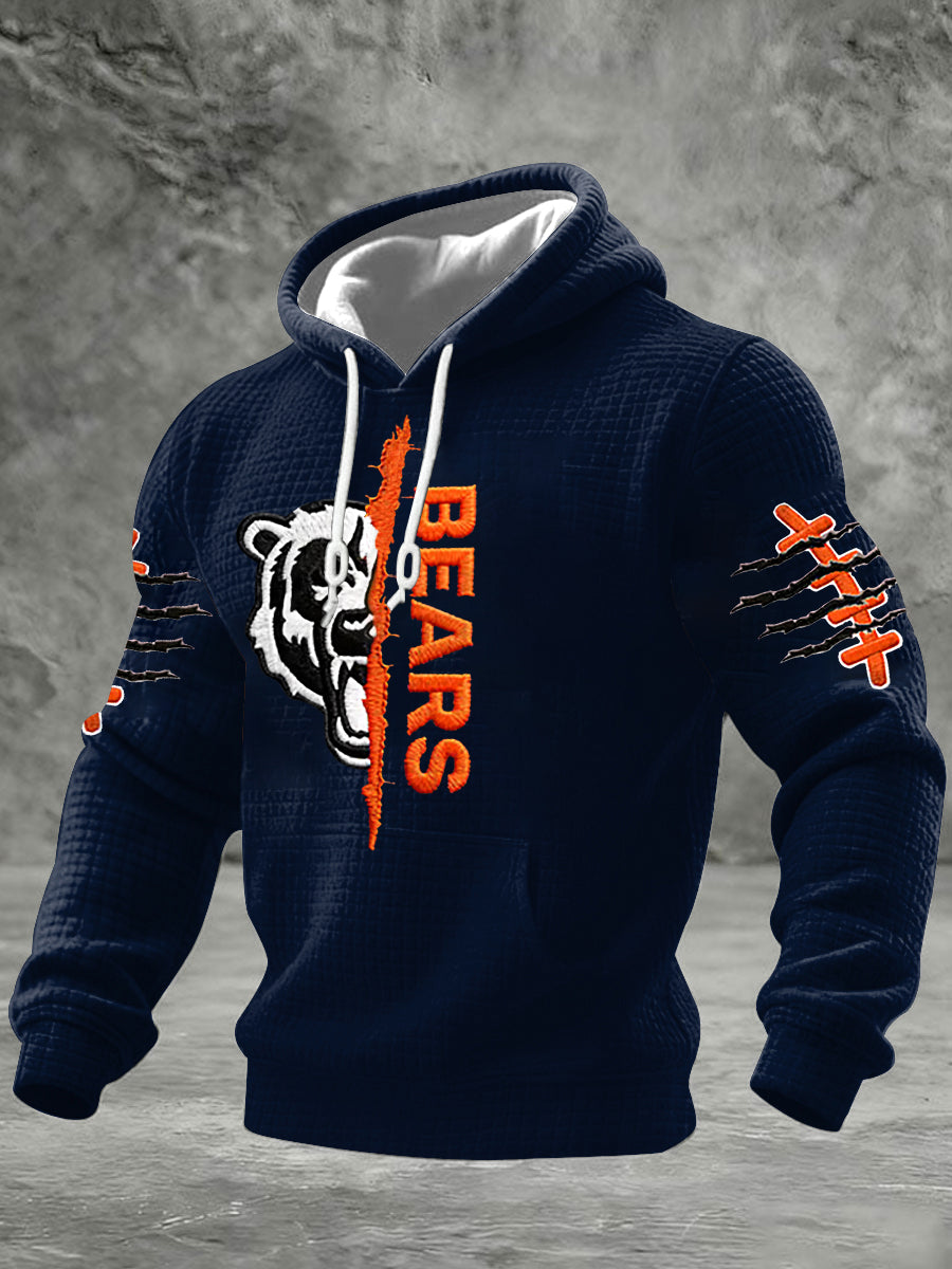 Men's Football Fans Gameday Casual Checkered Cotton Hoodie