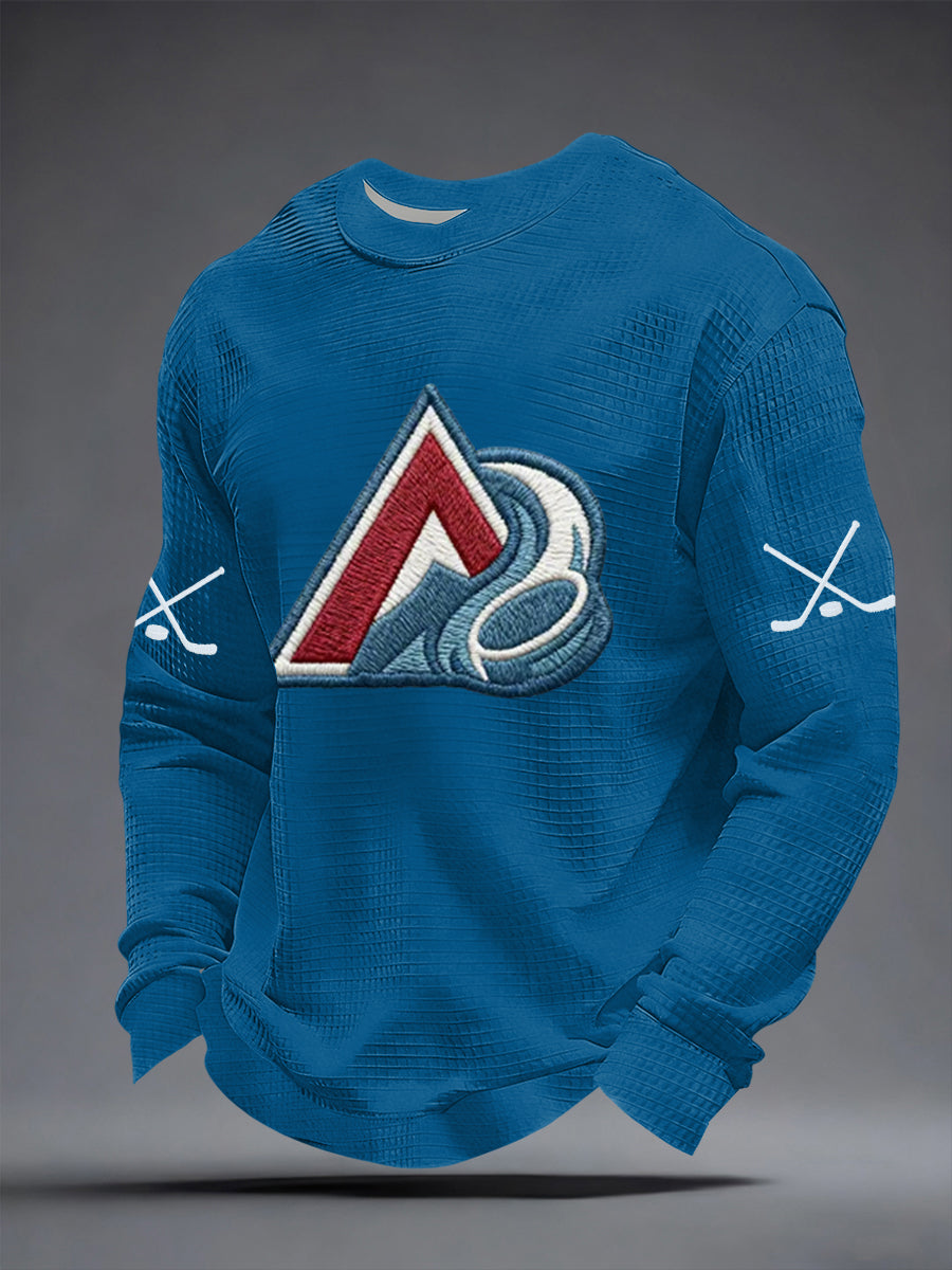 Men's Ice Hockey Print Casual Waffle Sweatshirt