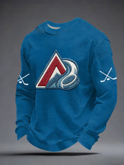 Men's Ice Hockey Print Casual Waffle Sweatshirt