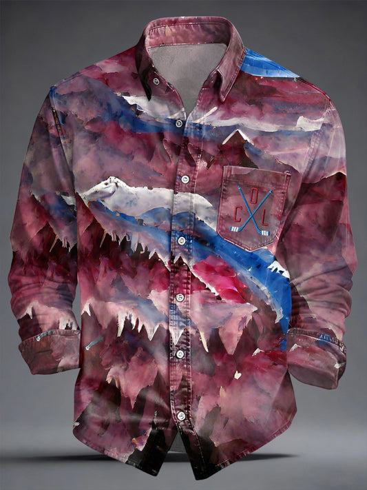 Men's Ice Hockey Print Casual Shirt