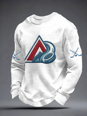 Men's Ice Hockey Print Casual Waffle Sweatshirt