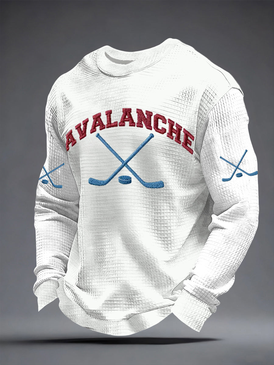Men's Ice Hockey Print Casual Waffle Sweatshirt