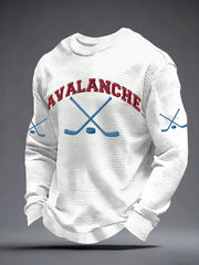 Men's Ice Hockey Print Casual Waffle Sweatshirt