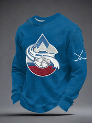 Men's Ice Hockey Print Casual Waffle Sweatshirt