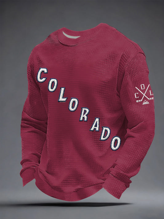 Men's Ice Hockey Print Casual Waffle Sweatshirt
