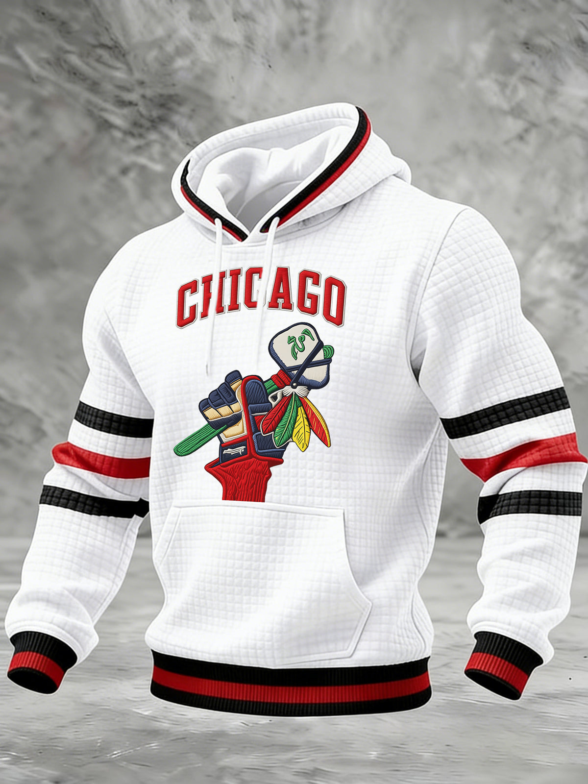 Men's Hockey Printed Checkered Cotton Hoodie
