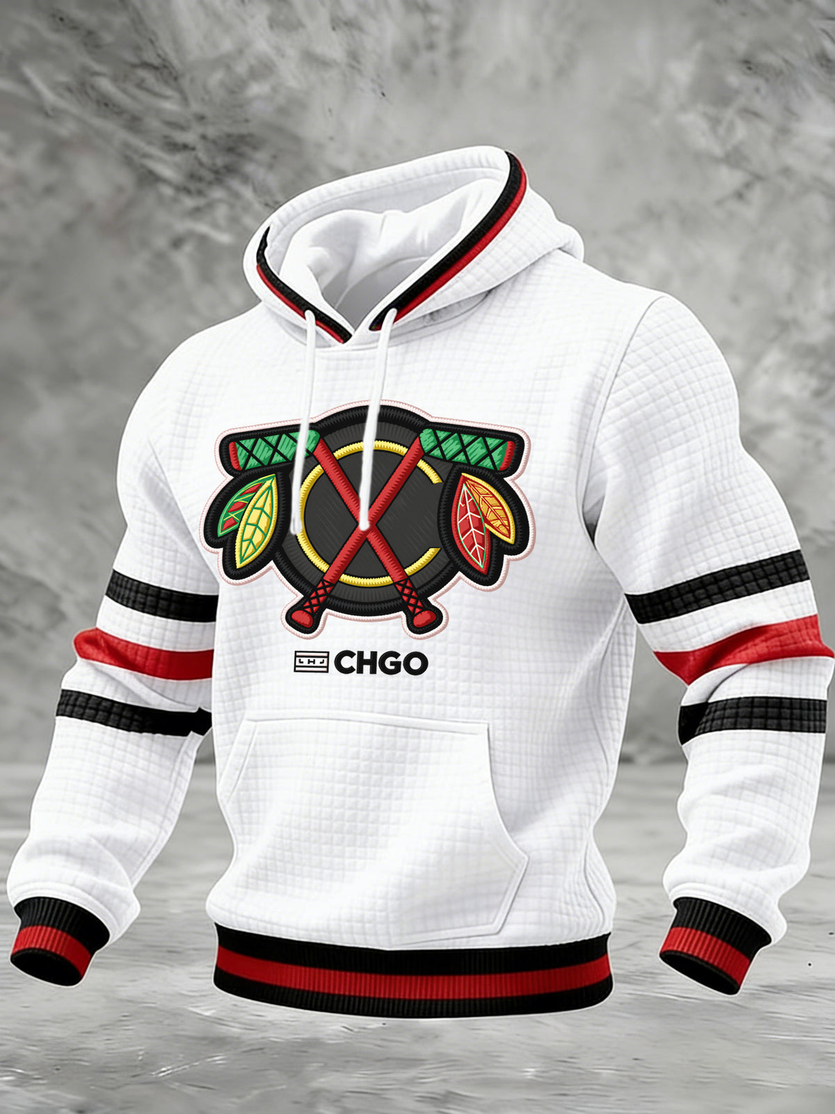 Men's Hockey Printed Checkered Cotton Hoodie