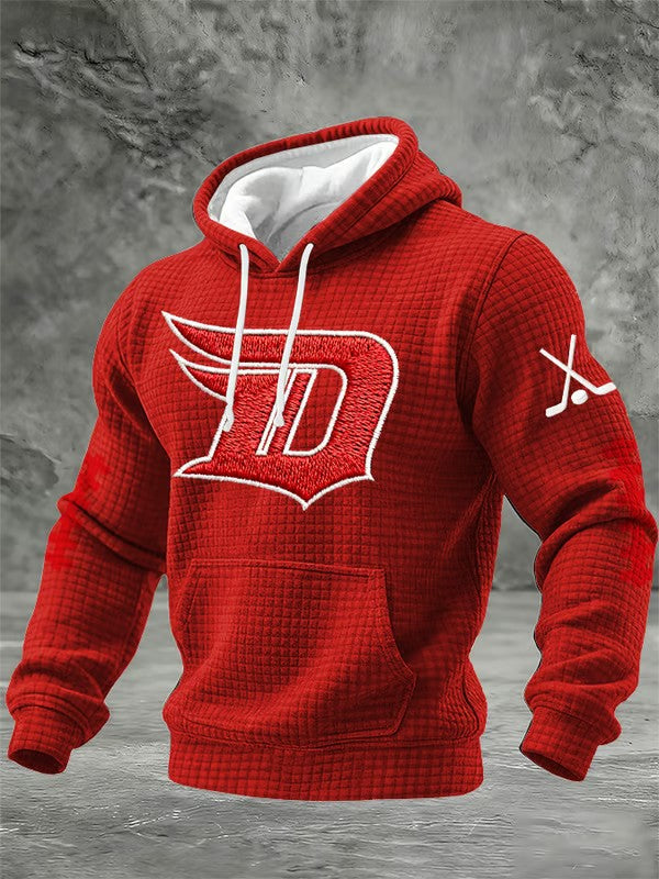 Men's Hockey Printed Checkered Cotton Hoodie