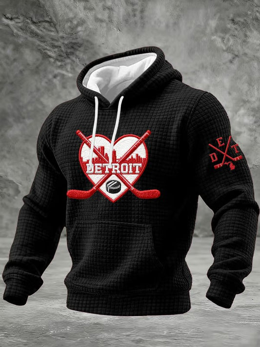 Men's Hockey Printed Checkered Cotton Hoodie