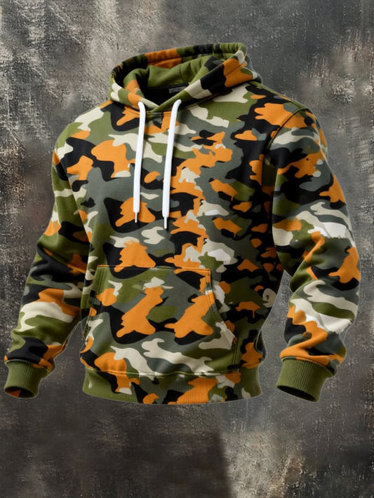 Men's Camouflage Oversized Drop-Shoulder Hoodie With Pockets