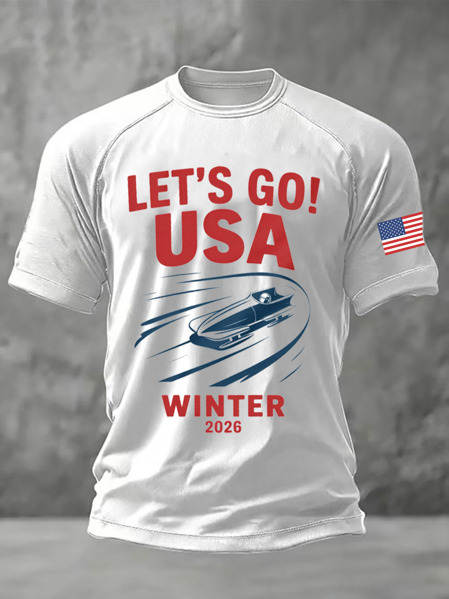 Men's USA Winter Sports 2026 Printed Casual short sleeves t-shirt