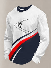 Men's Winter Sports 2026 Skating Print Waffle Long Sleeve Sweatshirt