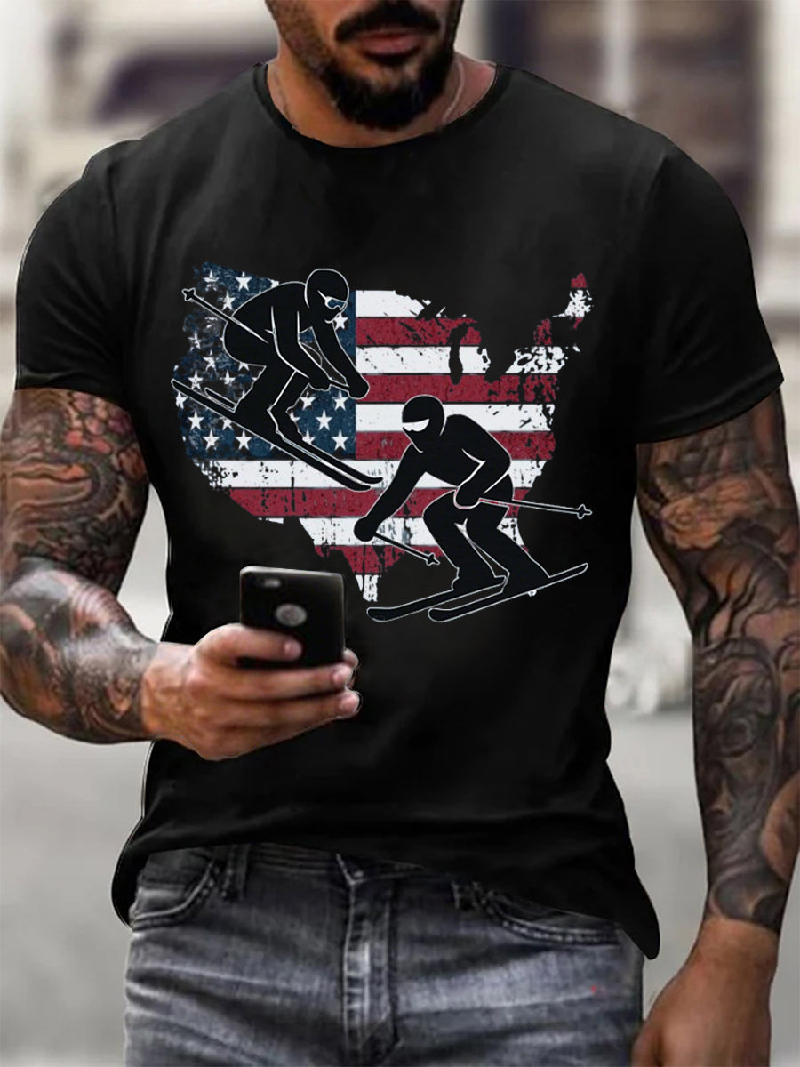 Men's Winter Sports 2026 Skating Printed T-shirt