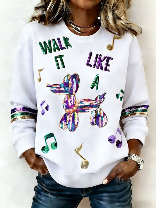Women's Mardi Gras Print Casual Sweatshirt