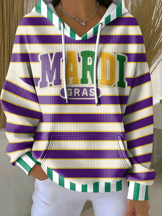 Women's Mardi Gras Print Casual Hoodie