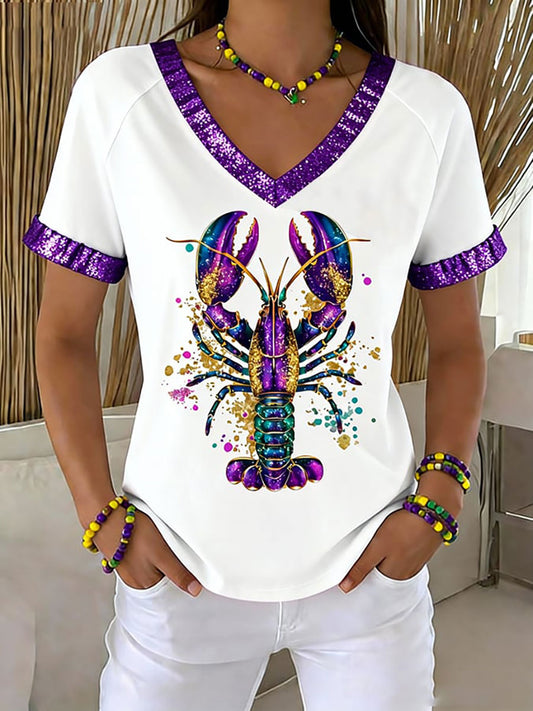 Women's Mardi Gras Print Casual T-Shirt