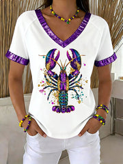 Women's Mardi Gras Print Casual T-Shirt