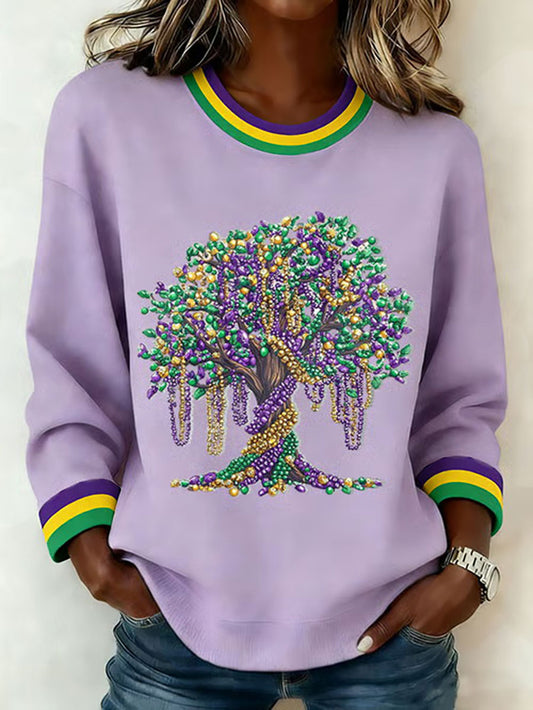 Women's Mardi Gras Print Casual Sweatshirt