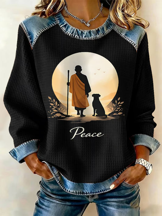 Women's Walk For Peace Waffle Sweatshirt