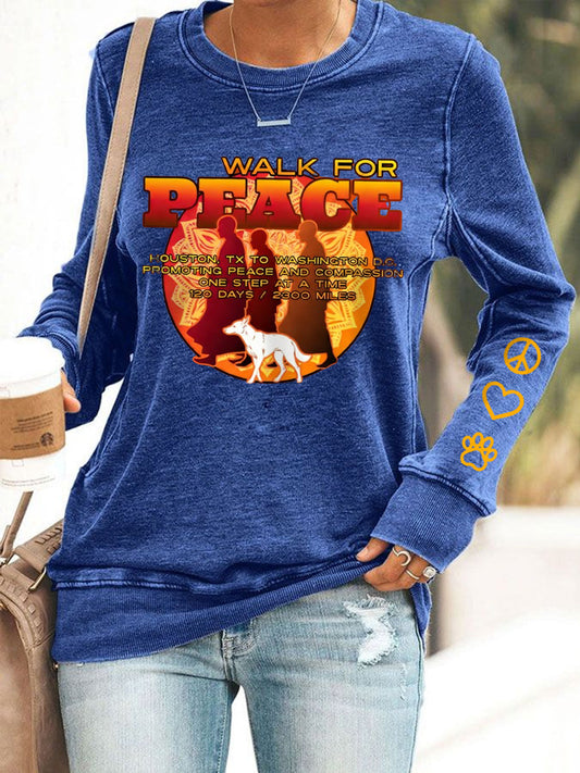 Women's Walk For Peace Print Waisted Sweatshirt