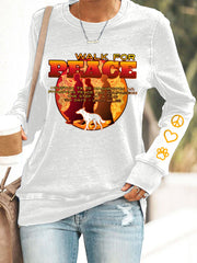 Women's Walk For Peace Print Waisted Sweatshirt