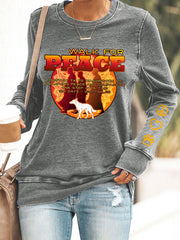 Women's Walk For Peace Print Waisted Sweatshirt