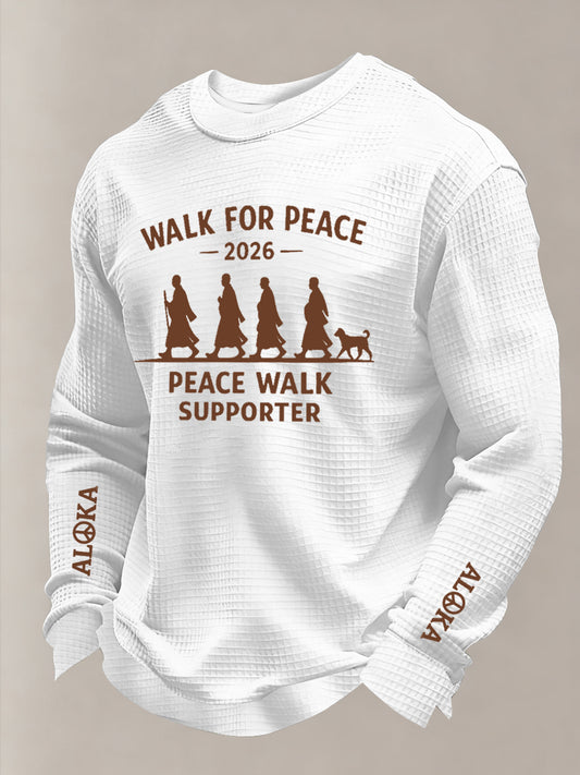 Men's Walk For Peace Peace Walk Supporter Printed Waffle Long Sleeve Sweatshirt