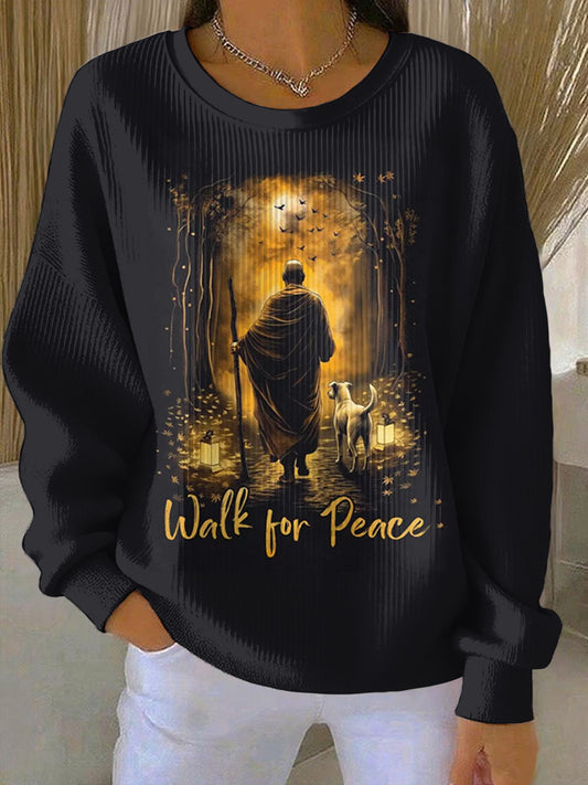 Women's Walk For Peace Print Casual Sweatshirt