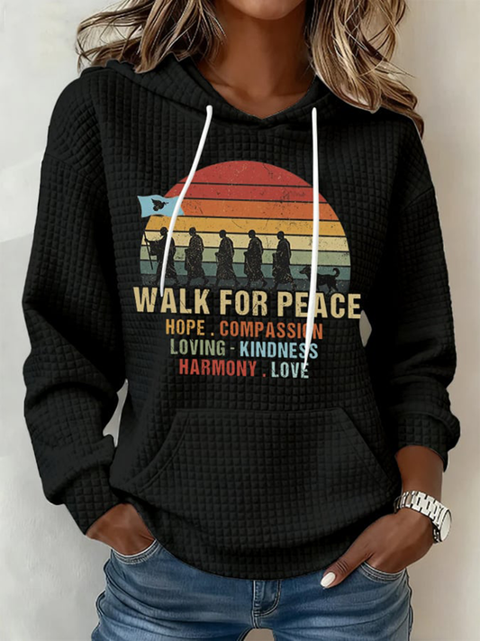 Women's Walk For Peace Large-sized Hooded Sweatshirt