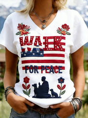 Women's Walk For Peace Printed V-neck T-shirt