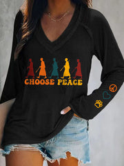 Women's Walk For Peace V-Neck T-Shirt