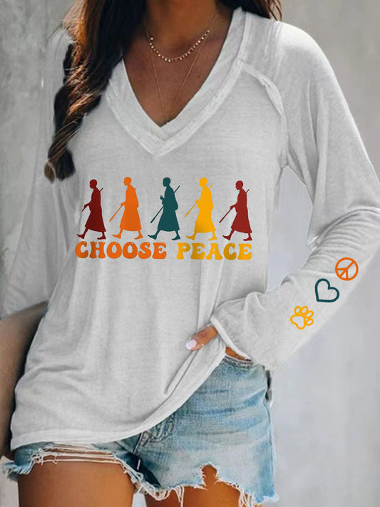Women's Walk For Peace V-Neck T-Shirt