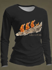 Women's Walk For Peace Print Casual Long-Sleeve T-Shirt