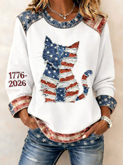 Women's - Flag Cat Print Sweatshirts