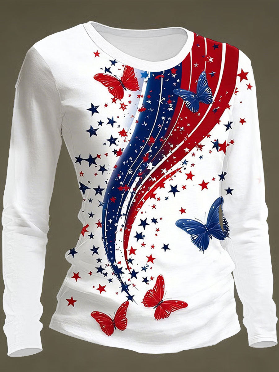 Women's - Flag Butterfly Casual T-Shirts