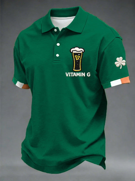 Men's St. Patrick's Day Vitamin G  Shamrock Art Print Short Sleeve Top