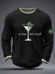Men's St. Patrick's Day A Tini Bit Irish Shamrock Art Waffle Long Sleeve T-Shirt