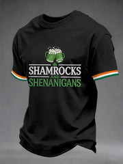 Men's Funny St. Patrick's Day Shamrocks And Shenanigans Print Casual Tee