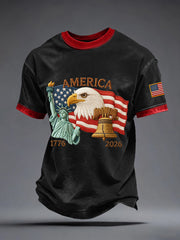Men's USA 1776-2026 Print Vintage T-Shirt