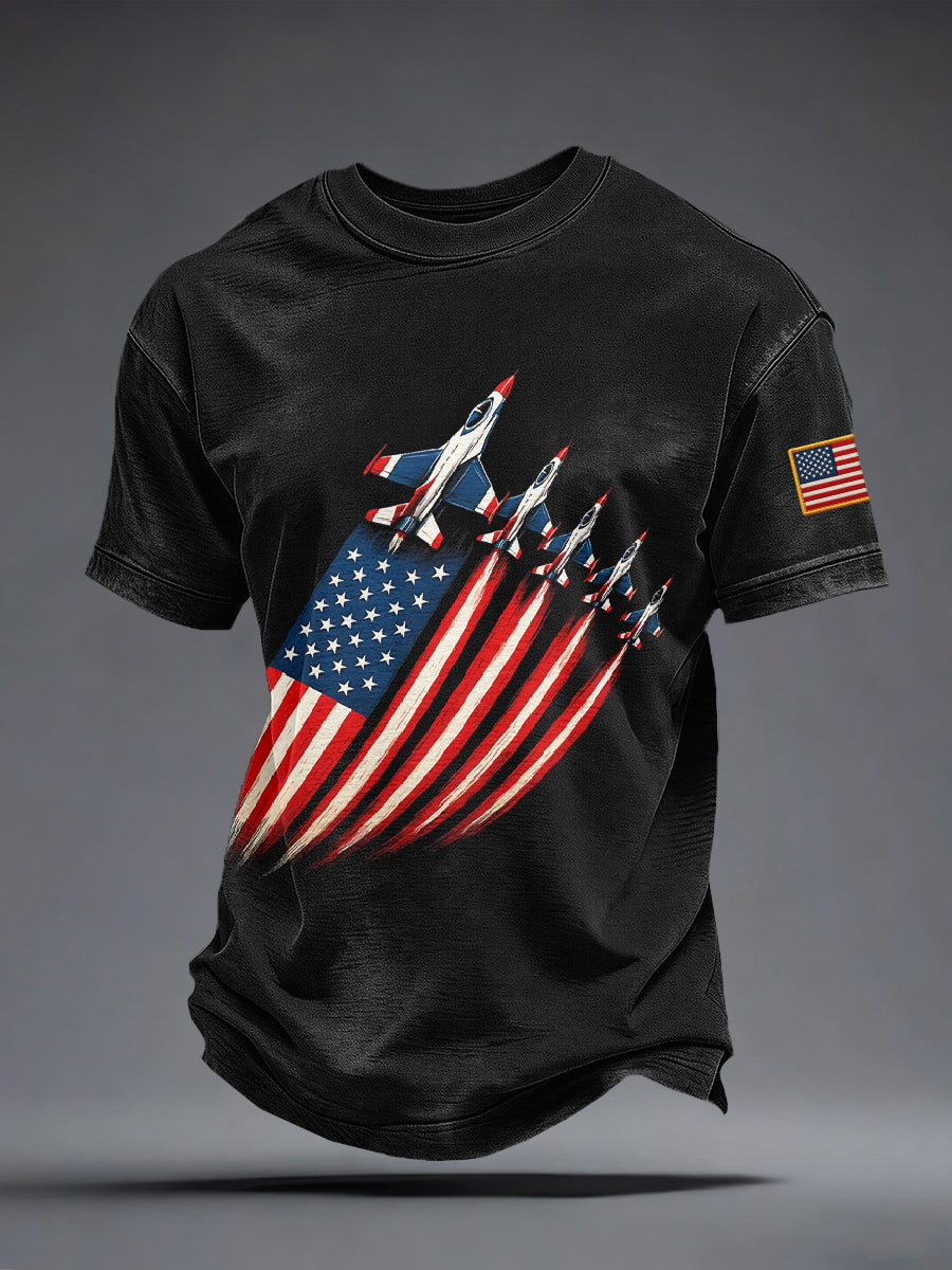 Men's USA Inspired Fighter Jets Print T-Shirt