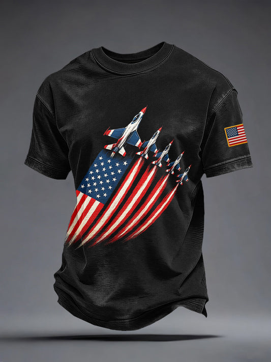 Men's USA Inspired Fighter Jets Print T-Shirt