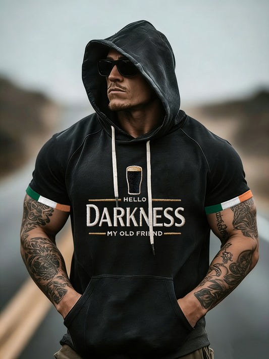 Men's Hello Darkness My Old Friend Short Sleeves Hooded Top