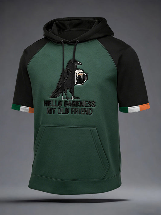 Men's Hello Darkness My Old Friend Short Sleeves Hooded Top