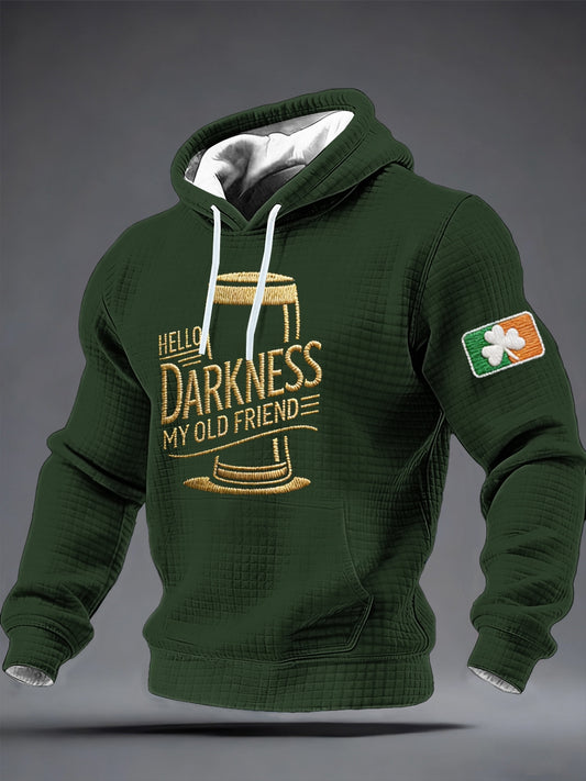 Men's Hello Darkness My Old Friend Checkered Cotton Hoodie