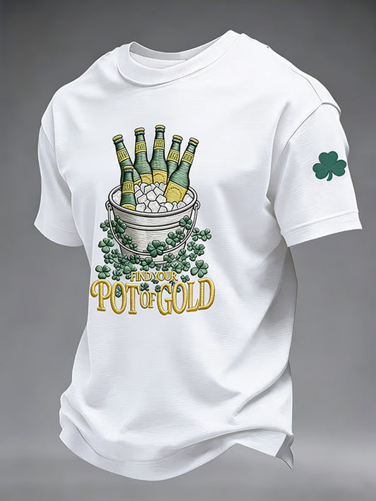 Men's St. Patrick's Day Pattern Crew Neck Short Sleeve T-Shirt