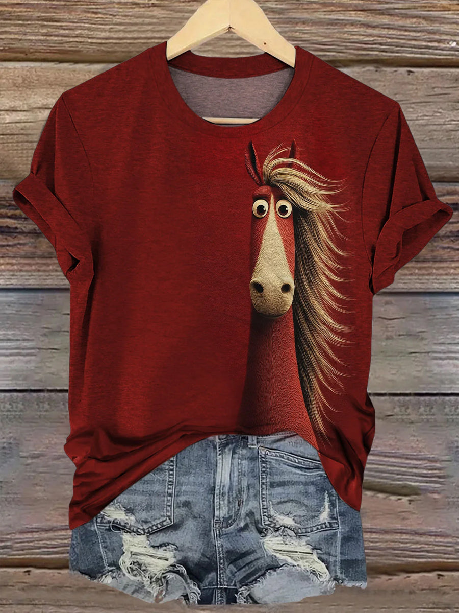 Women's Funny Horse Short Sleeve T-shirt
