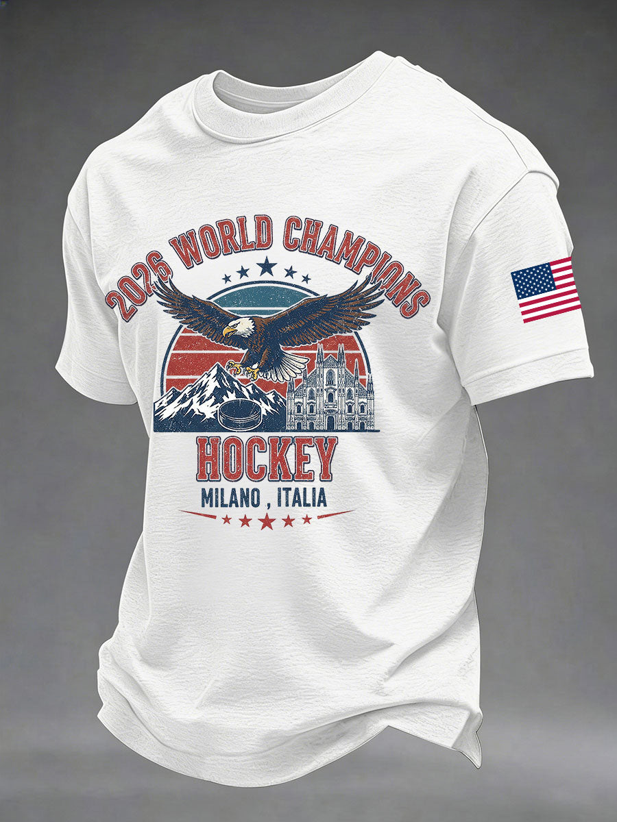 Men's American Hockey Printed Casual T-Shirt