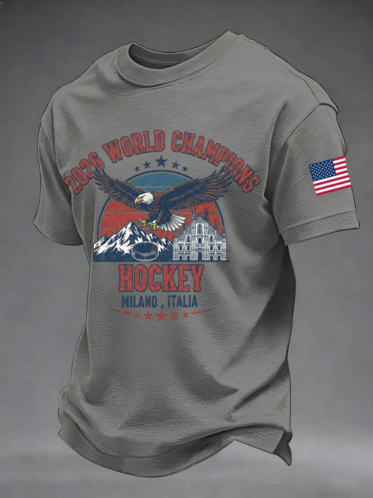 Men's American Hockey Printed Casual T-Shirt
