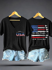 Women's USA 1776–2026 Print V-Neck T-Shirt